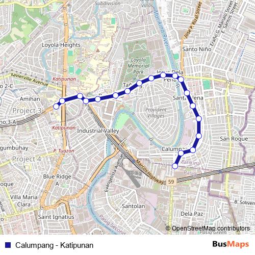 Calumpang - Katipunan bus Line Map