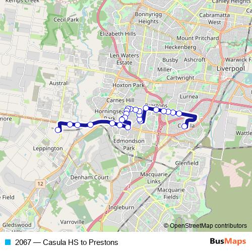 2067 bus Line Map