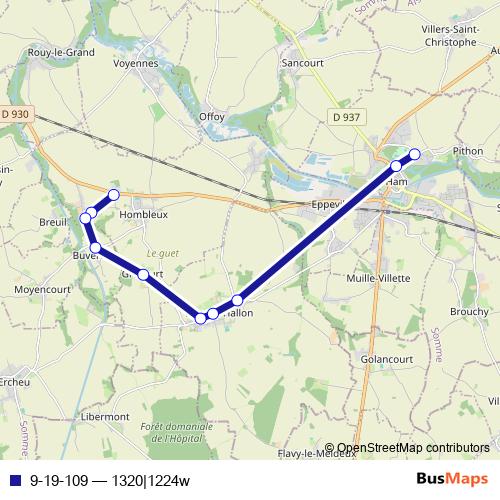 9-19-109 bus Line Map