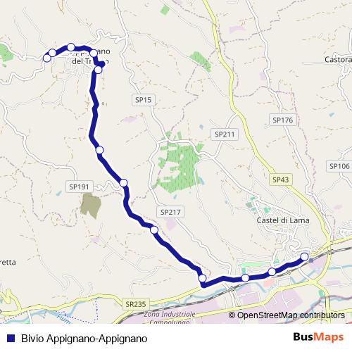 Bivio Appignano-Appignano bus Line Map