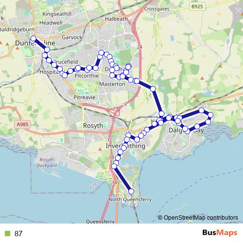 87 bus Line Map