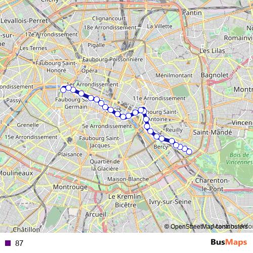 87 bus Line Map
