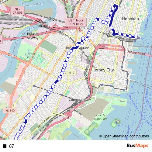 87 bus Line Map