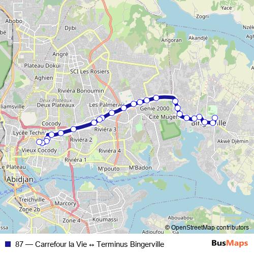87 bus Line Map