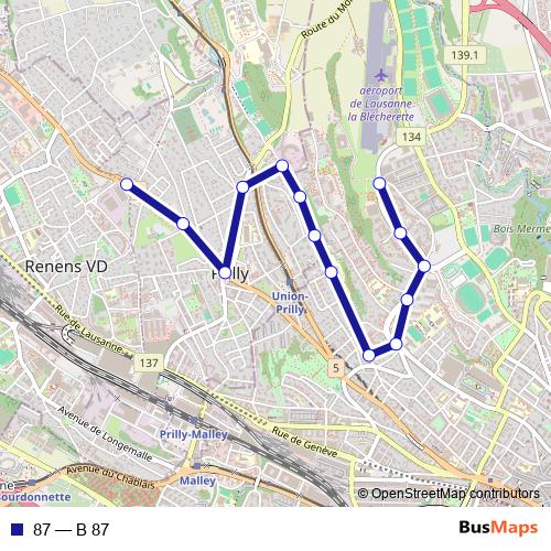 87 bus Line Map
