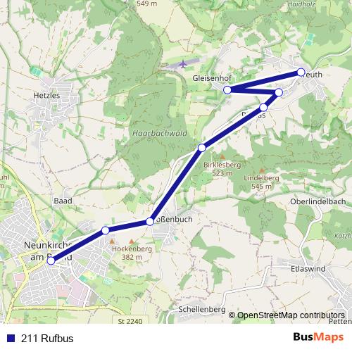 211 Rufbus bus Line Map