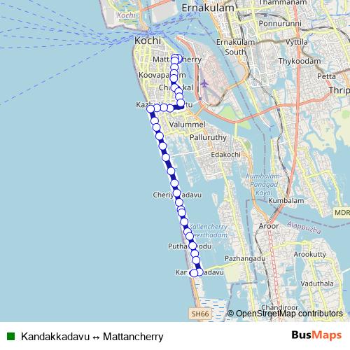 Kandakkadavu ↔ Mattancherry bus Line Map