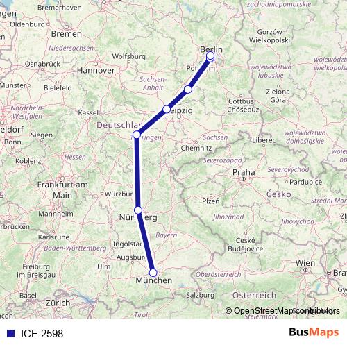 ICE 2598 rail Line Map