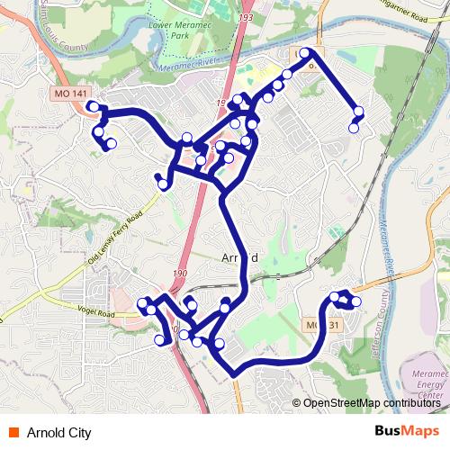 Arnold City bus Line Map