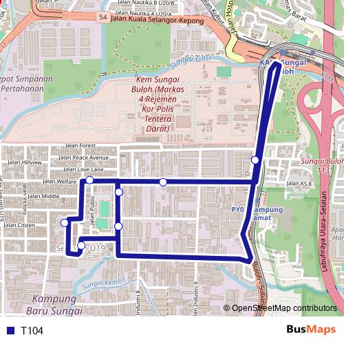 T104 bus Line Map