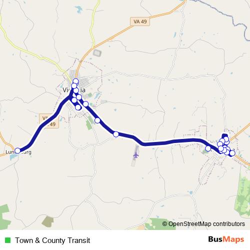 Town & County Transit bus Line Map