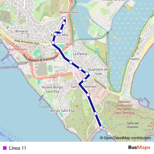 Linea 11 bus Line Map