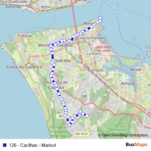 126 - Cacilhas - Marisol bus Line Map