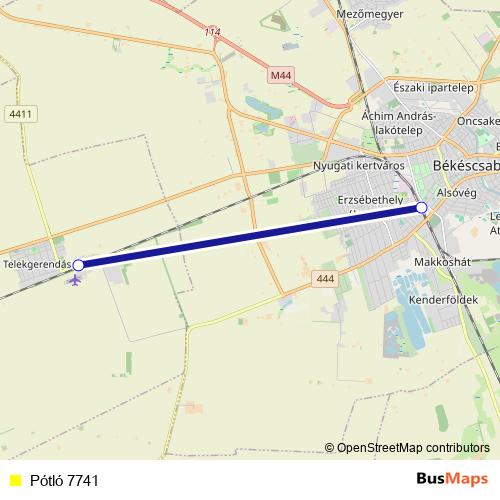 Pótló 7741 bus Line Map