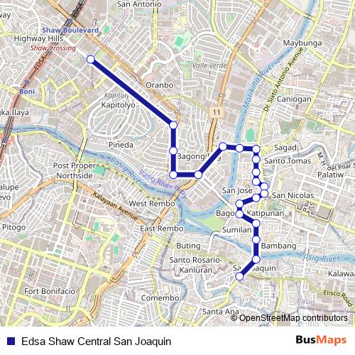 Edsa Shaw Central San Joaquin bus Line Map