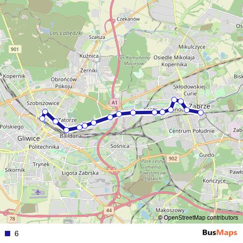 6 bus Line Map