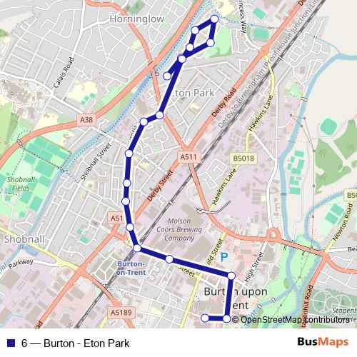 6 bus Line Map