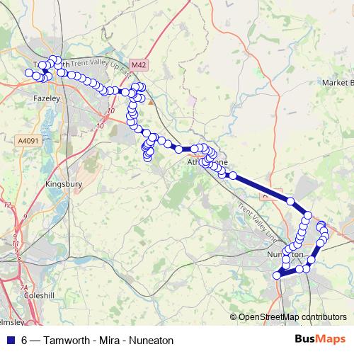 6 bus Line Map