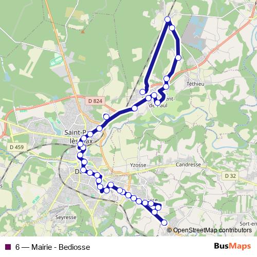6 bus Line Map