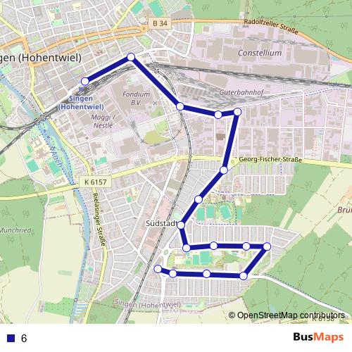 6 bus Line Map