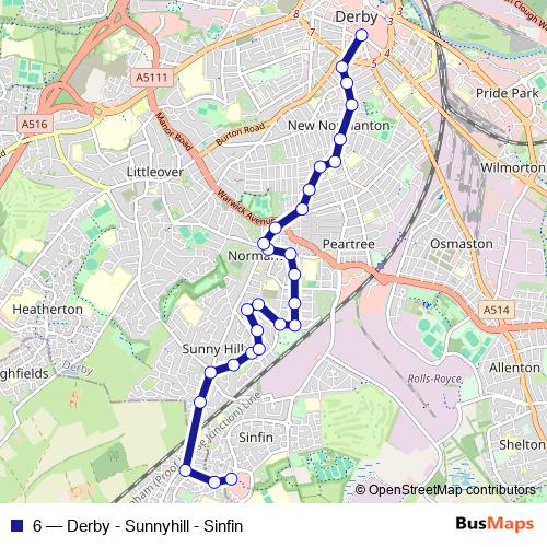 6 bus Line Map