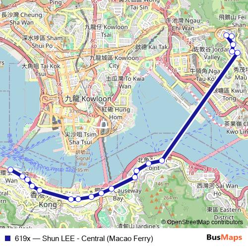 619x bus Line Map