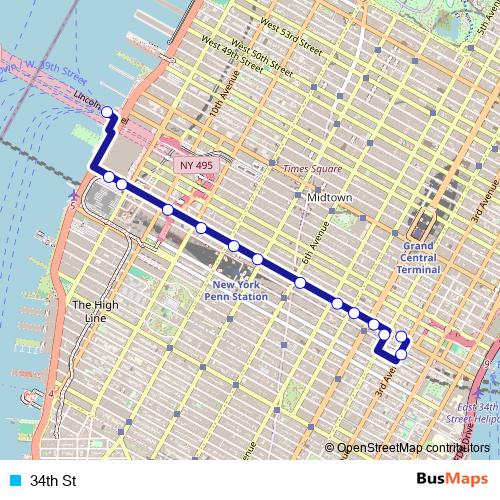 34th St bus Line Map