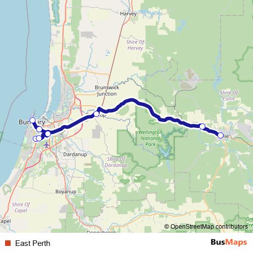 East Perth bus Line Map