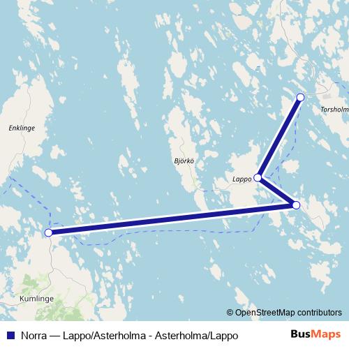 Norra ferry Line Map