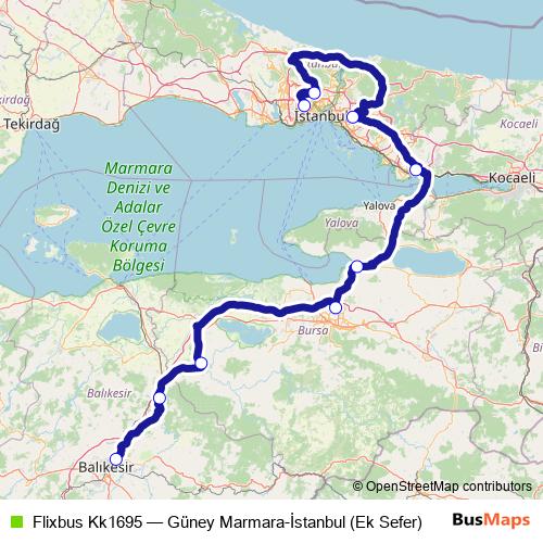 Flixbus Kk1695 bus Line Map