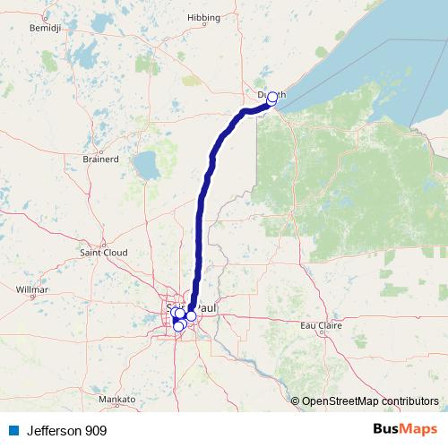 Jefferson 909 bus Line Map
