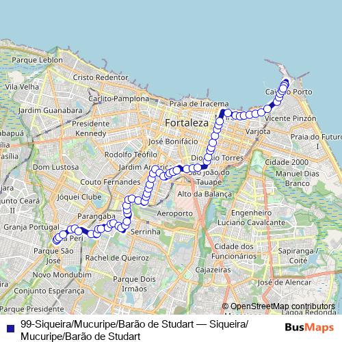 99-Siqueira/Mucuripe/Barão de Studart bus Line Map