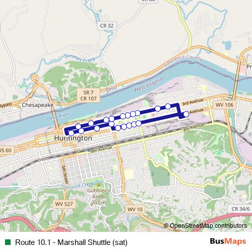 Route 10.1 - Marshall Shuttle (sat) bus Line Map