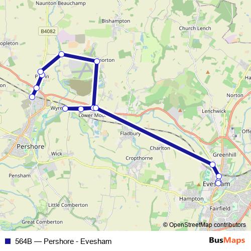 564B bus Line Map