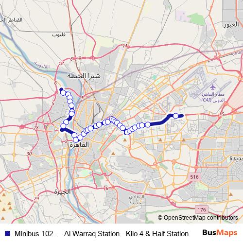 Minibus 102 bus Line Map