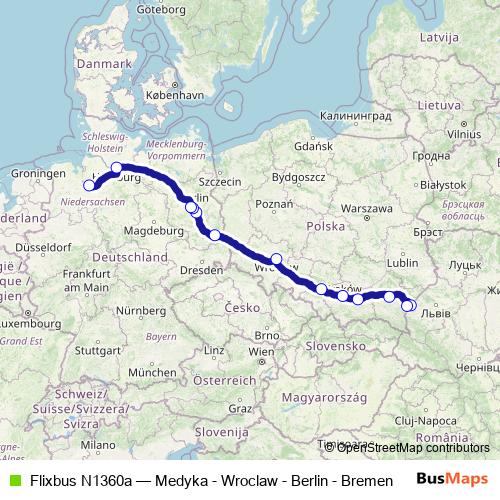Flixbus N1360a bus Line Map