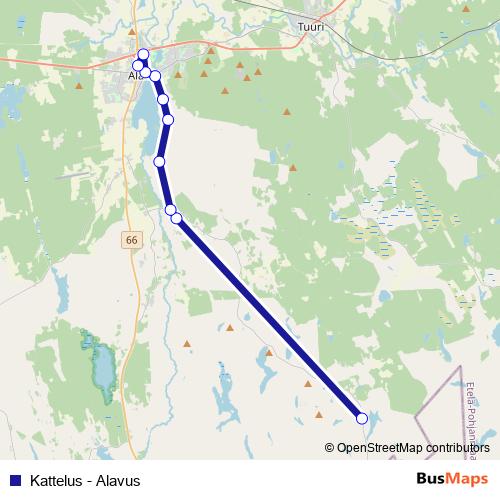 Kattelus - Alavus bus Line Map