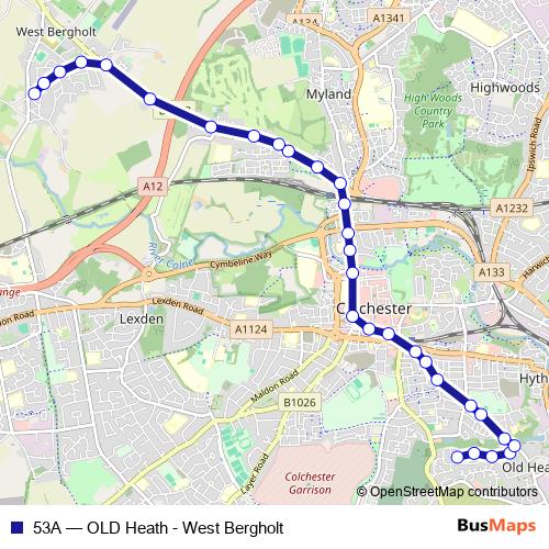 53A bus Line Map