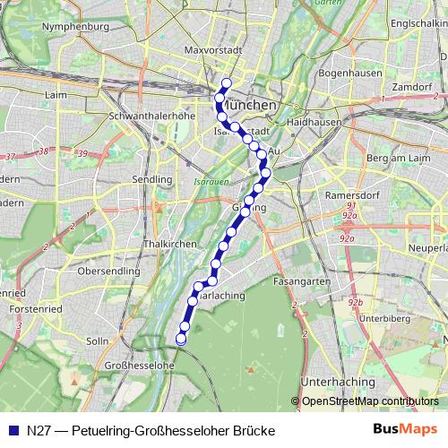 N27 tram Line Map