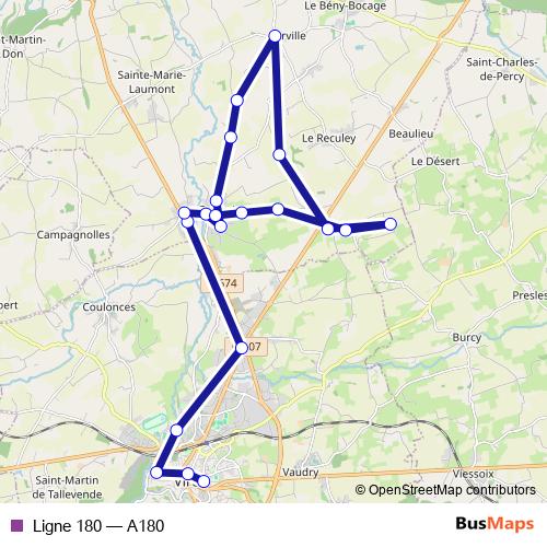 Ligne 180 bus Line Map