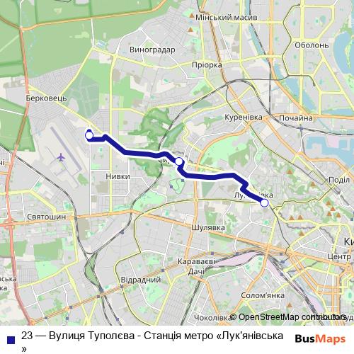 23 trolleybus Line Map