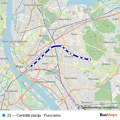 23 trolleybus Line Map