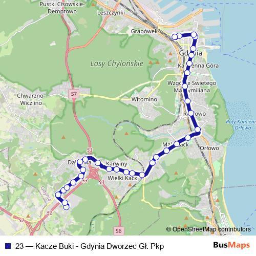 23 trolleybus Line Map
