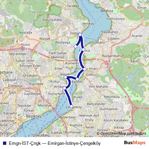 Emgn-İST-Çngk ferry Line Map