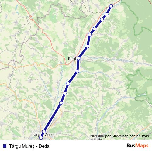 Târgu Mureş - Deda rail Line Map