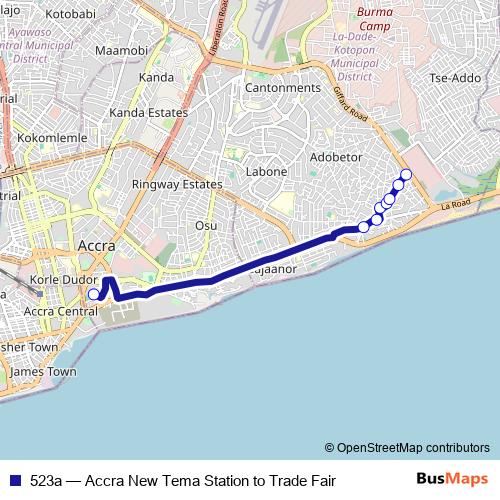 523a bus Line Map