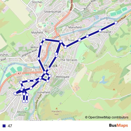 47 bus Line Map