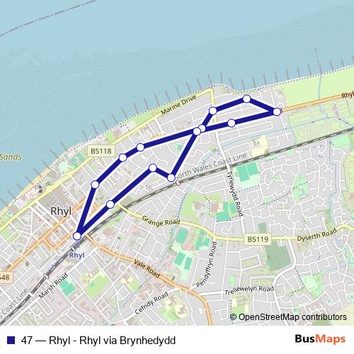 47 bus Line Map