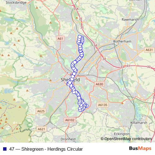 47 bus Line Map