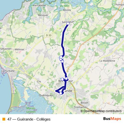 47 bus Line Map